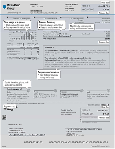 Centerpoint Energy Bill Template Utility Statement Pgande Bill Template Utility Bill 5717